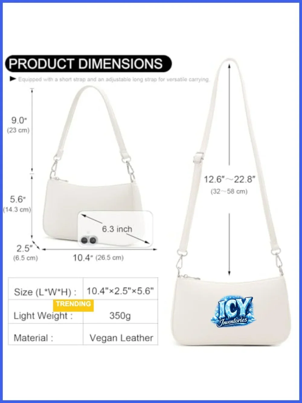 Small Faux Leather Shoulder Bag with 2 Removable Straps Crossbody Purse Handbag